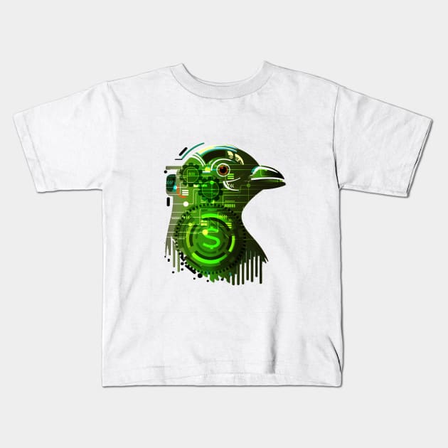 technology background bird Kids T-Shirt by anurak2516